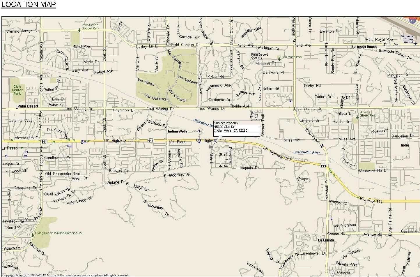 Property Photo: 45300 Club Drive CA 92210