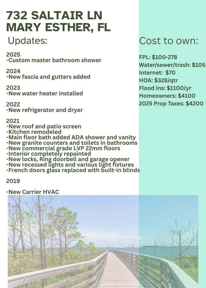 Property Photo: 732 Saltair Lane FL 32569