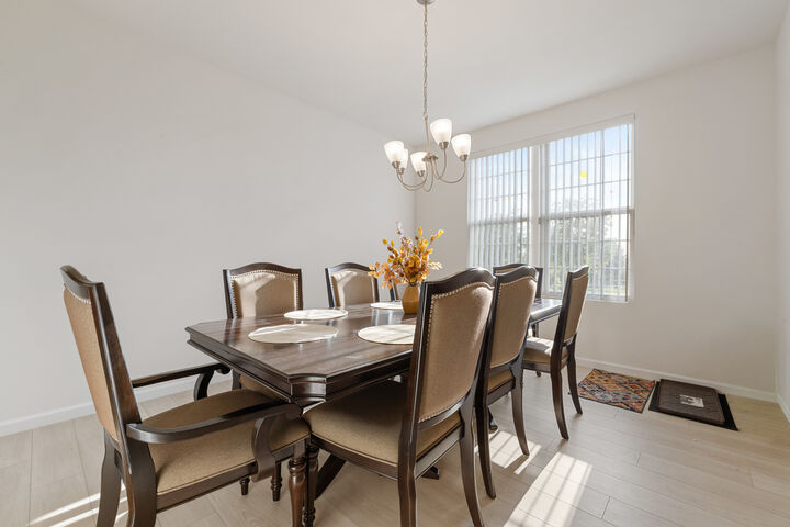A separate dining room with space for a big table.